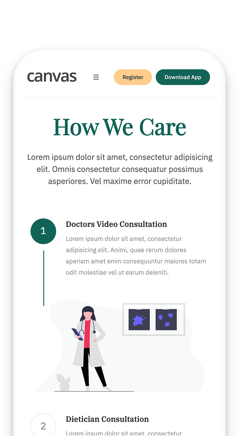 COVID Care app dashboard on iPhone