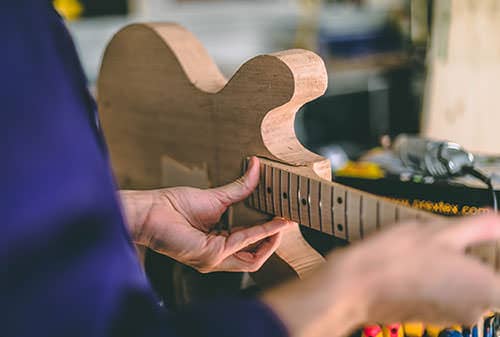 Handcrafted wooden acoustic guitar