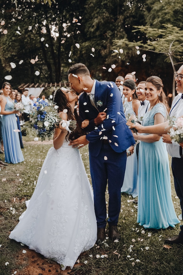Wild meadow style wedding arrangement