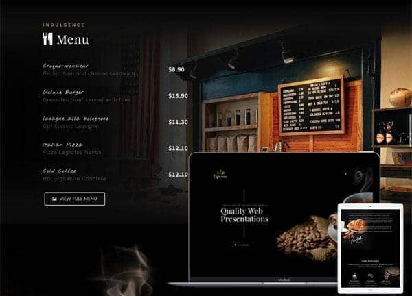 Coffee shop website preview