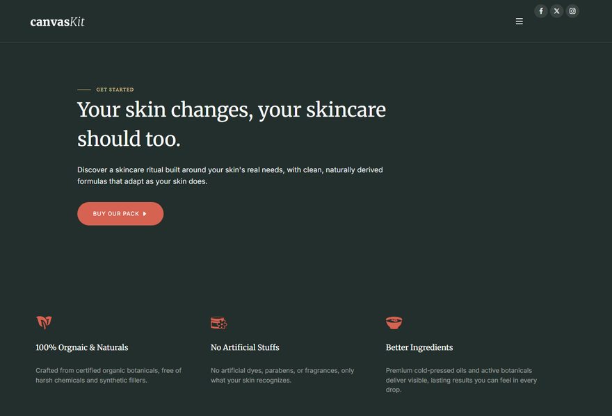 Beauty Kit website example