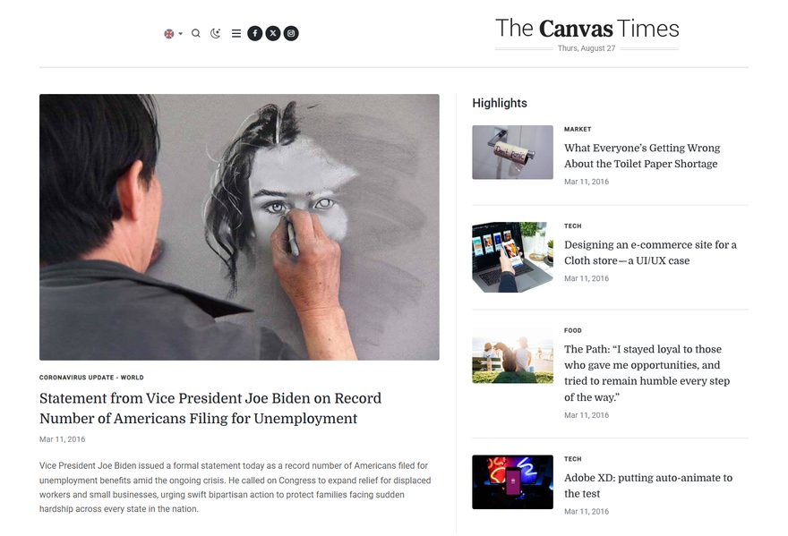 Blog website example