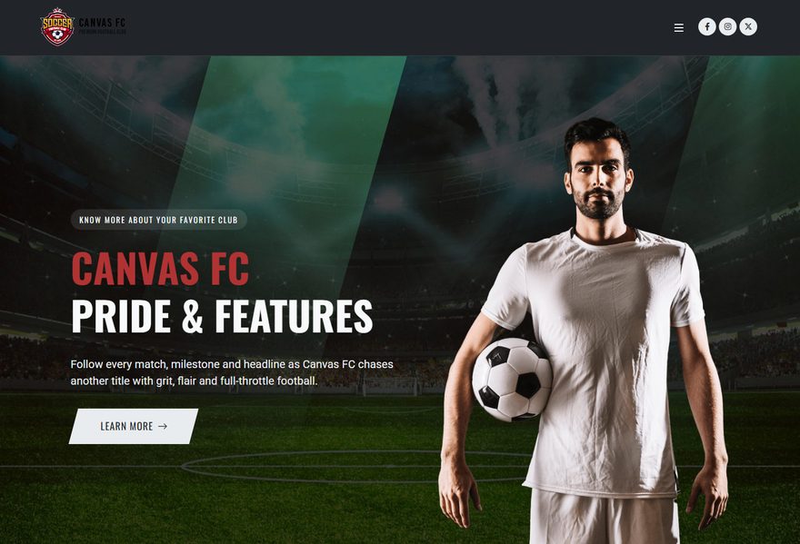 Football Club website example