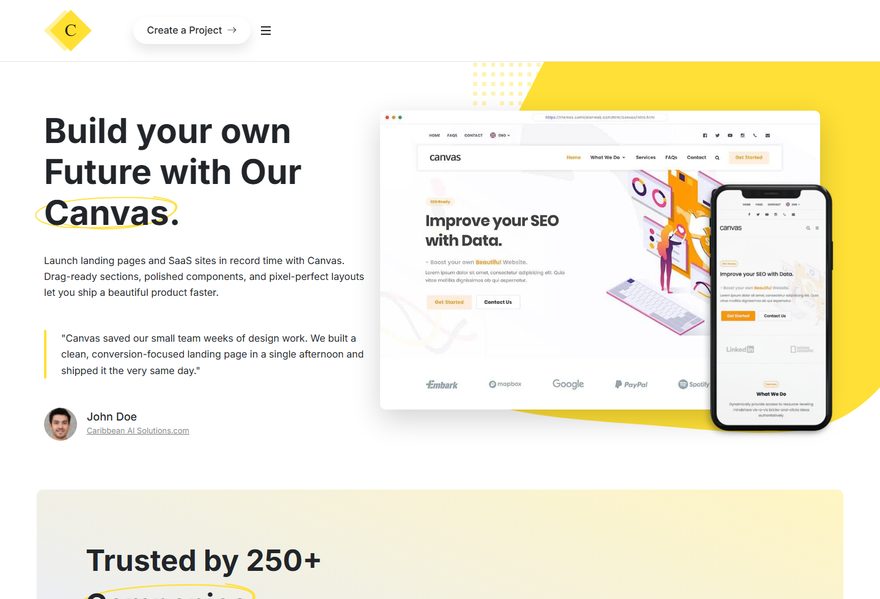 Landing 2 website example