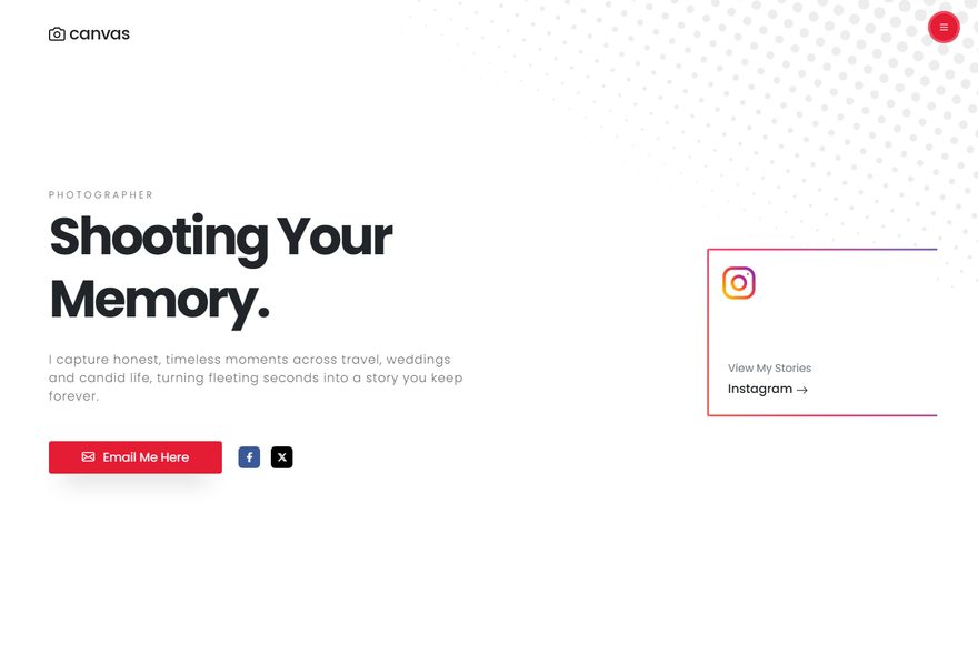 Photographer website example