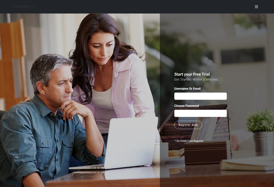 Register Form website example