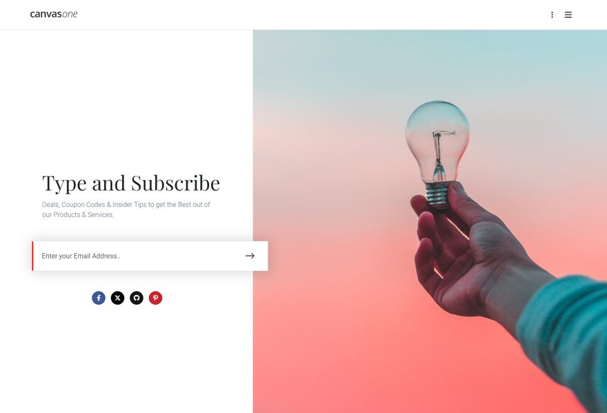 Subscription Section website example